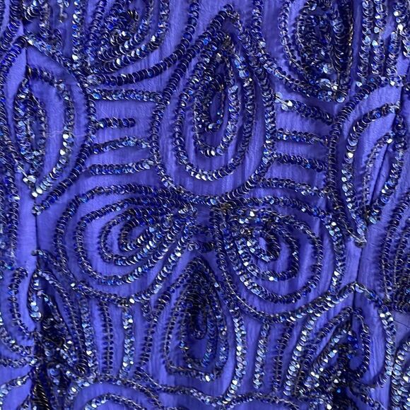 STENAY Vintage 100% Silk Sequined Royal Blue Cocktail Dress Above Knee Size 10 - Picture 6 of 11